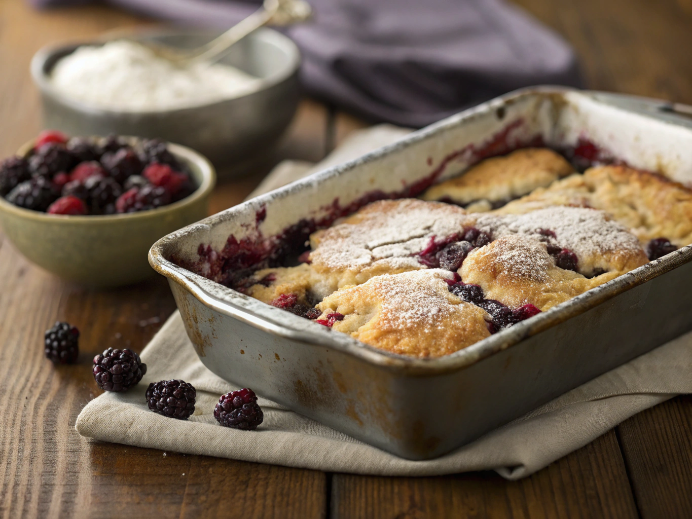 Fresh peach cobbler in cast iron skillet
